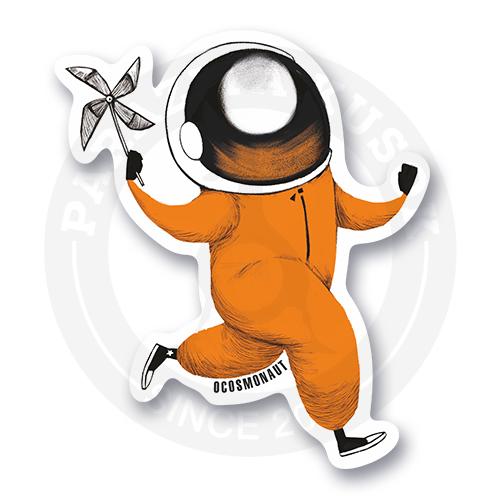 Стикер Космонавт с игрушкой вертушкой
