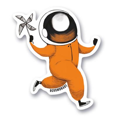Стикер Космонавт с игрушкой вертушкой