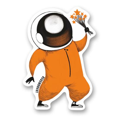 Стикер Космонавт с цветами