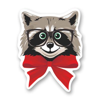 Стикер "Енот с красивым бантом"