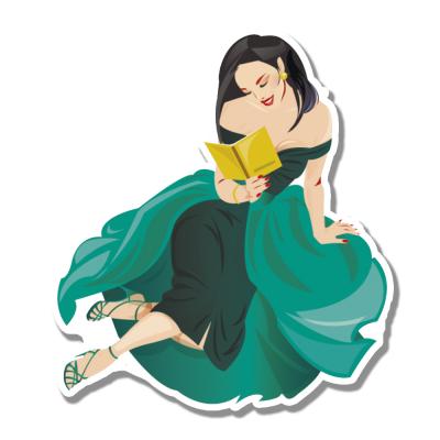 Стикер Леди в зеленом платье
