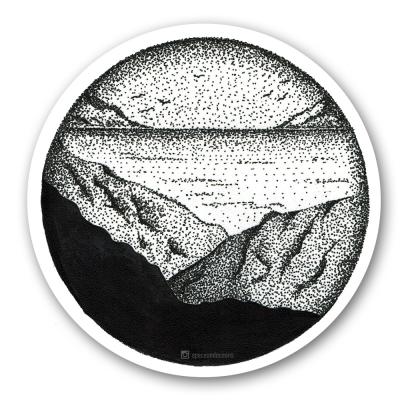 Стикер "Море и скалы"