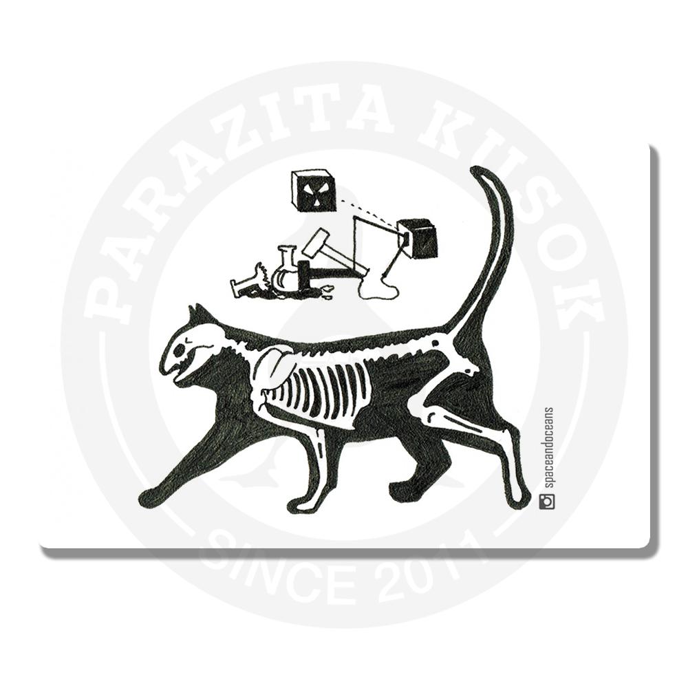 Купить стикер Кот Шредингера - Черно-белое
